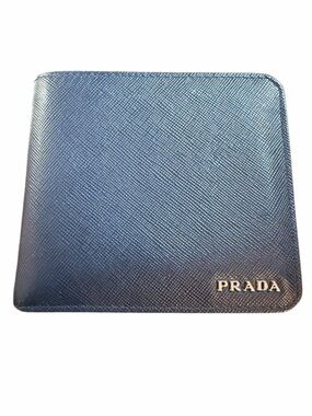 Prada Saffiano Leather Corner Bifold Wallet-Baltico Navy w/Authenticity card